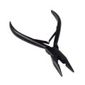 A pair of black flat pliers with a hook shape at the end, designed for beaded hair extensions.