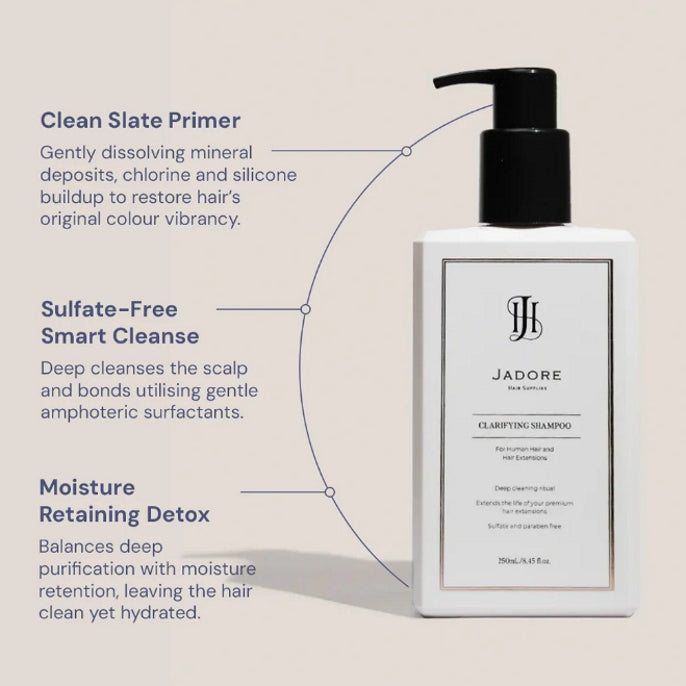 Formulated to instantly neutralise brass and yellow undertones in blonde and highlighted hair, this product can be used safely on natural hair as well as on all Jadore hair extensions. The ideal addition to your hair care routine to maintain a bright, cool blonde. PRO TIP - If washing hair extensions, it is best to wash them for their first ever shampoo with Jadore's volume shampoo. This blonde shampoo can grab to hair extensions if they have not been washed before.