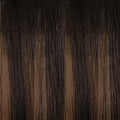 Hailie Hair Ella shade dark brown warm dark blonde genius weft hair extension swatch