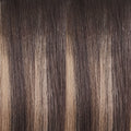 Hailie Hair Sofia shade dark brown ombre balayage golden dark blonde highlights genius weft hair extension swatch